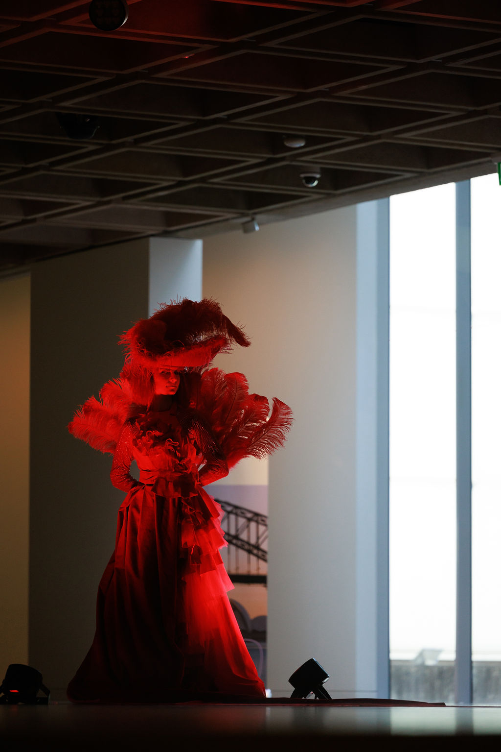 woman dressed in red costume