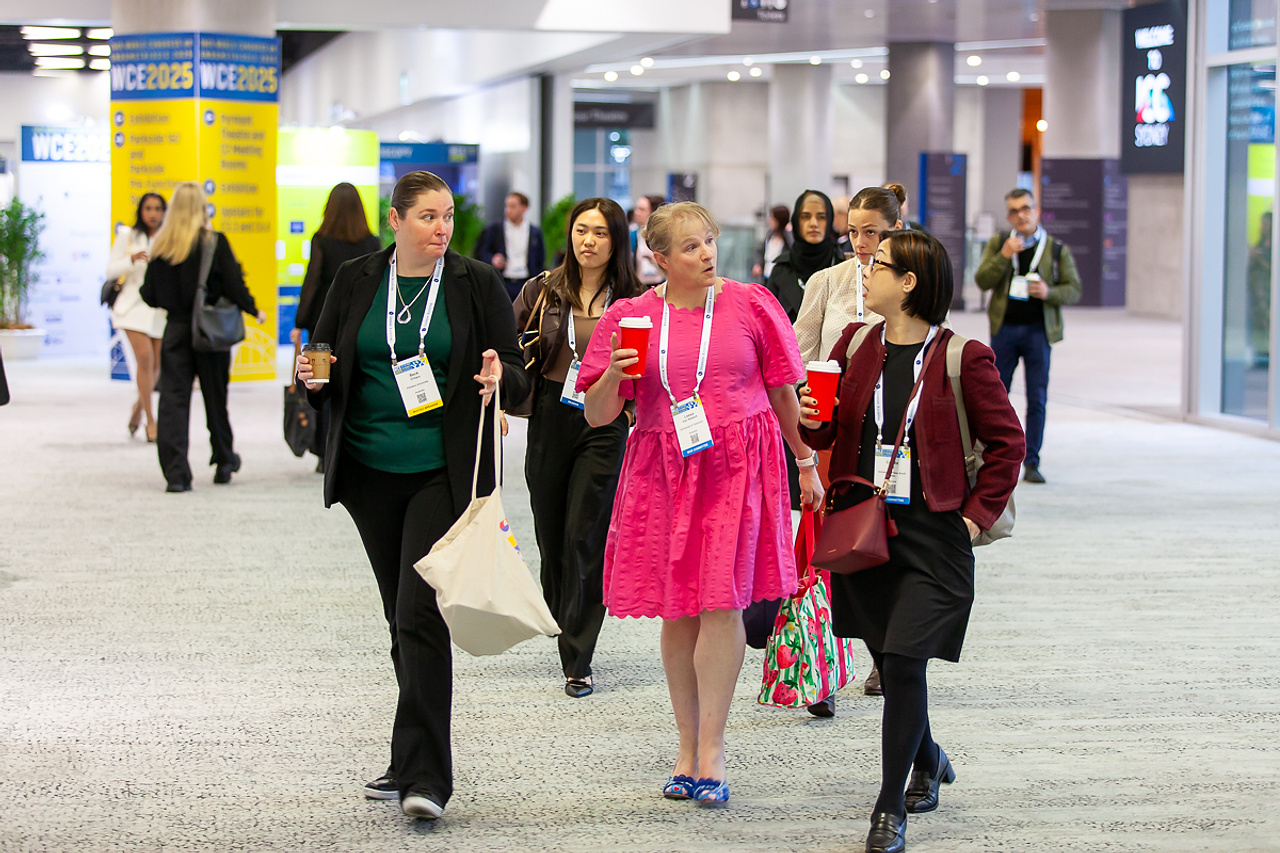 World Congress on Endometriosis - delegates walking with lanyards