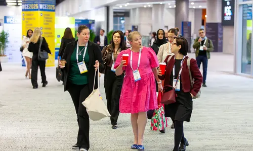 World Congress on Endometriosis - delegates walking with lanyards