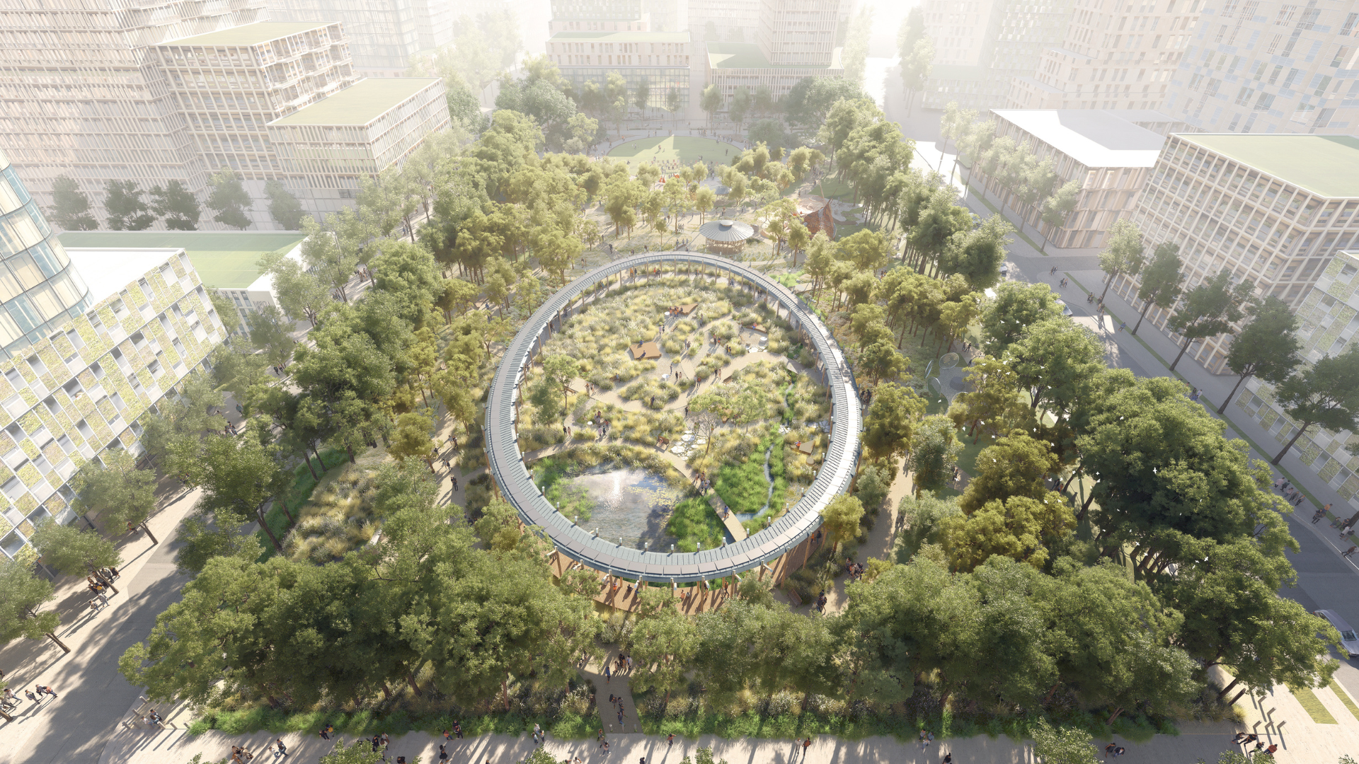 Artists render of Bradfield Sydney's Central Park - aerial view