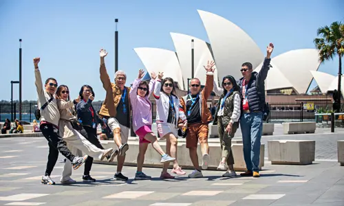 Photo of group in front of the Sydney Opera House
