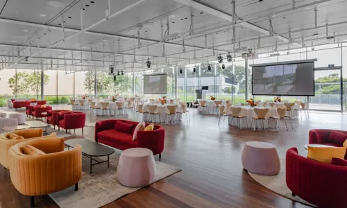 Art Gallery Of NSW North Building Meers Hall function space setup with AV equipment