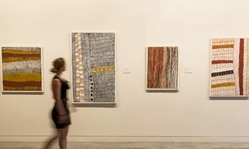 Aboriginal art display at a gallery