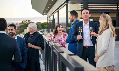 Business People Chatting Outside Venue