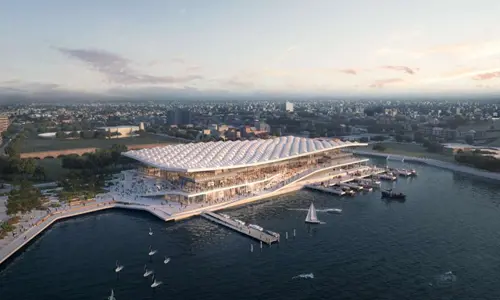 Aerial view of the newly proposed fish market in Glebe
