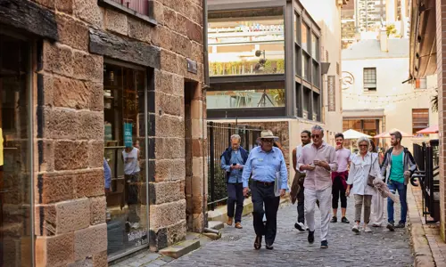 Corporate incentive group on a walking experience