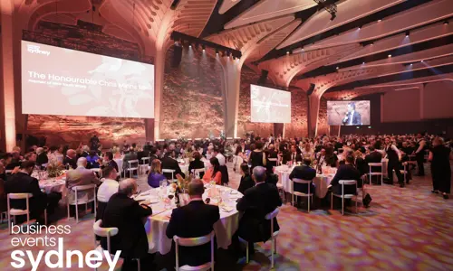 wide room shot of gala dinner at the BESydney Global Ambassador Dinner 2026