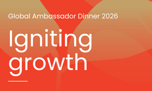 igniting growth themed graphic of sand coloured stemmed petals on desert red background