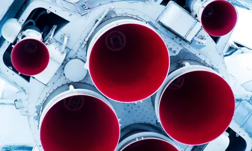 A close up view of a rocket's engine