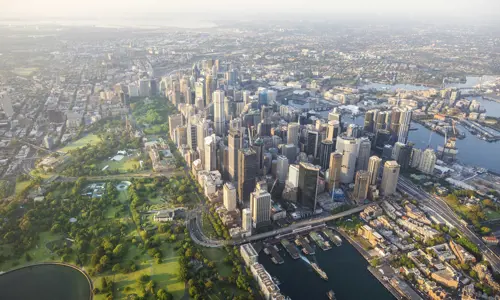 Aerial Shot Sydney Harbour Botanic Gardens