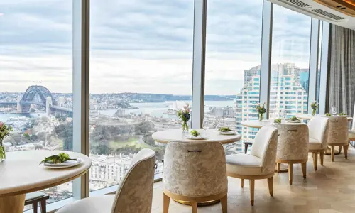 A Harbour Bridge view from Oncore By Clare Smyth at Crown Sydney
