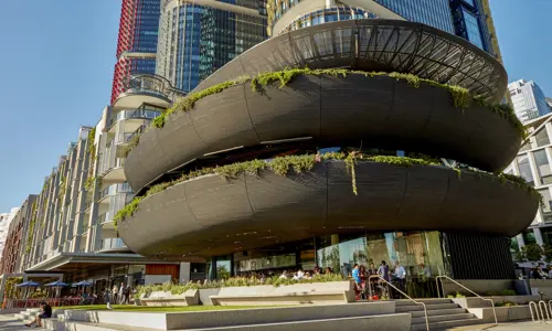 An exterior view of the award winning Barangaroo House which offers three levels of dining, drinking and entertainment